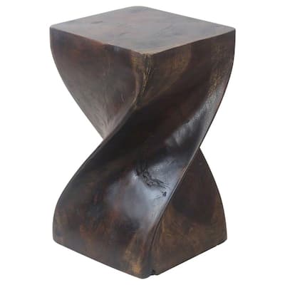 Haussmann® Big Twist Wood Stool Table 12 in SQ x 20 in H Mocha Oil