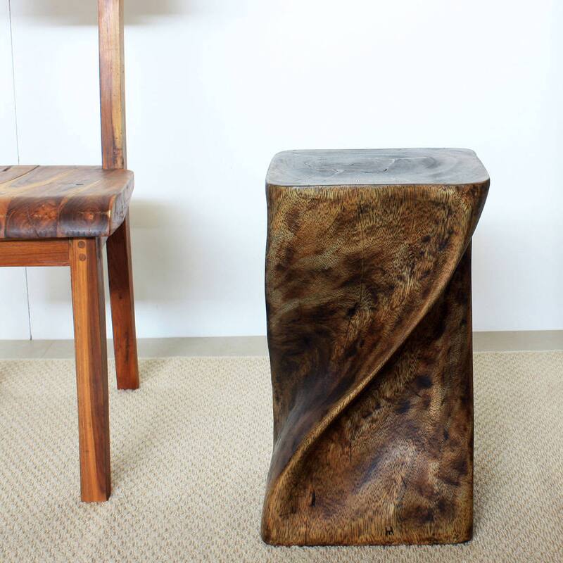 Haussmann® Big Twist Wood Stool Table 12 in SQ x 20 in H Mocha Oil