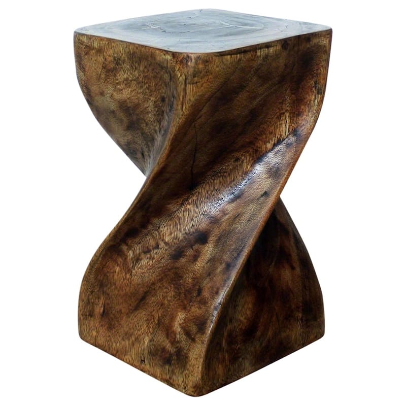 Haussmann® Big Twist Wood Stool Table 12 in SQ x 20 in H Mocha Oil - Mocha