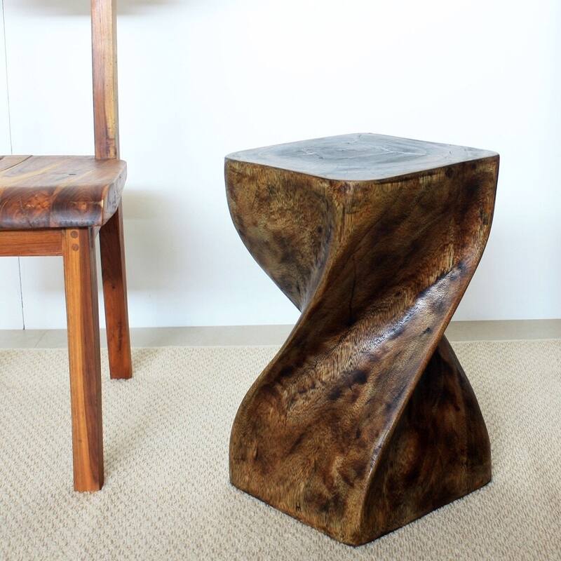 Haussmann® Big Twist Wood Stool Table 12 in SQ x 20 in H Mocha Oil