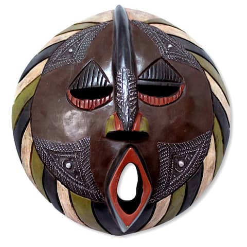Handcrafted Sese Wood 'Harvest Increase' African Mask (Ghana) - Multi/Brown