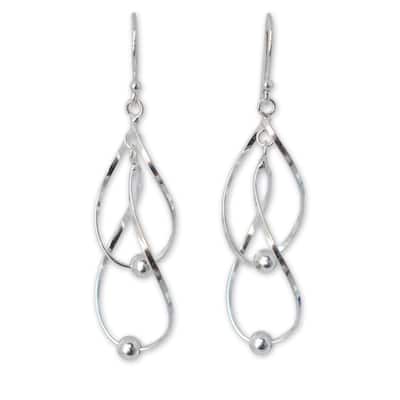 Handmade Sterling Silver Fabulous White Dangling Style Earrings (Thailand) - Sterling Silver