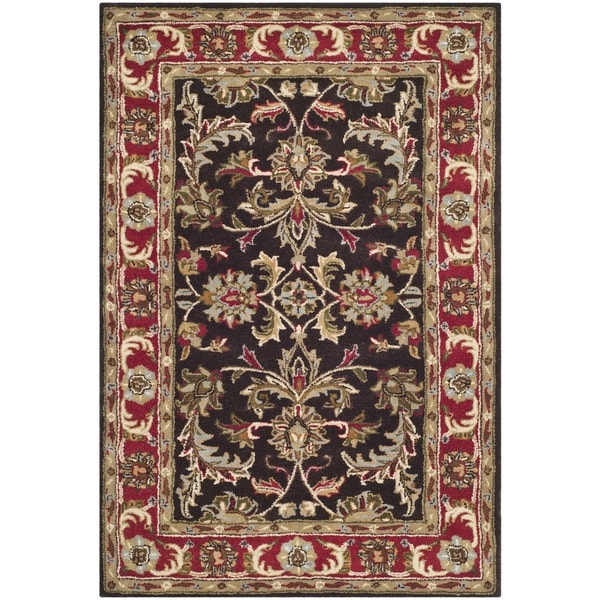 Safavieh Handmade Heritage Timeless Traditional Chocolate Brown/ Red Wool Rug (5' x 8')