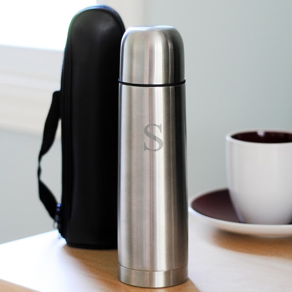 Personalized Stainless Steel Thermos with Carrying Case - Free Shipping