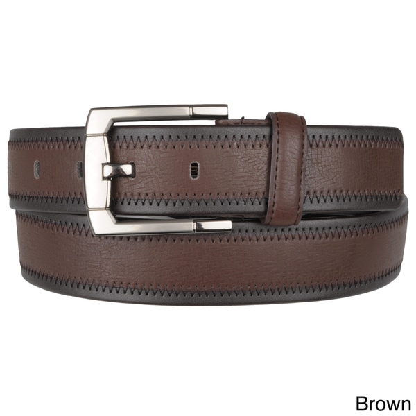 Boston Traveler Men's Topstitched Leather Belt with Single Prone Buckle Boston Traveler Men's Belts