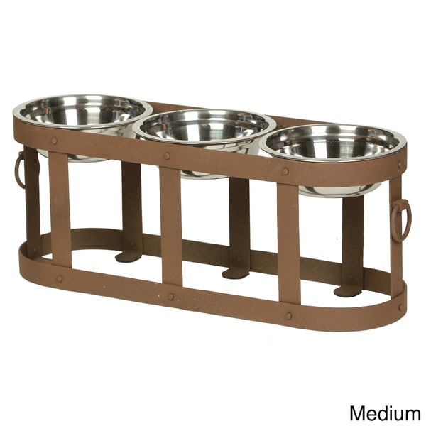 three bowl dog feeder