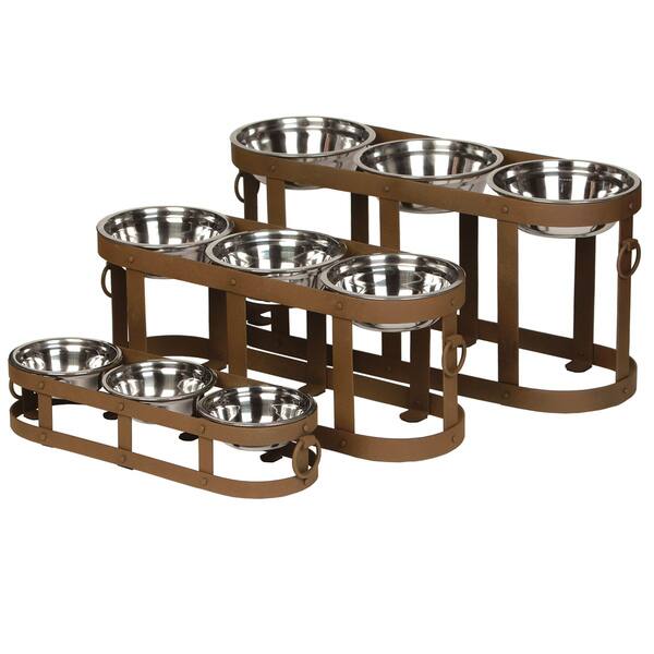Shop Tripoli Raised Iron Triple Dog Feeder Free Shipping Today