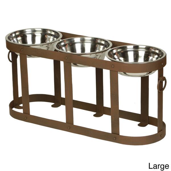Shop Tripoli Raised Iron Triple Dog Feeder Free Shipping Today