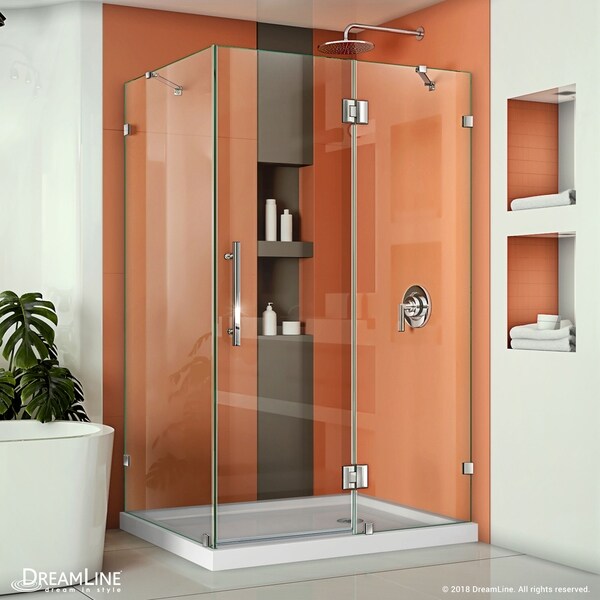 DreamLine Quatra Lux 34 5/16 in. by 46 5/16 in. Frameless Hinged Shower Enclosure