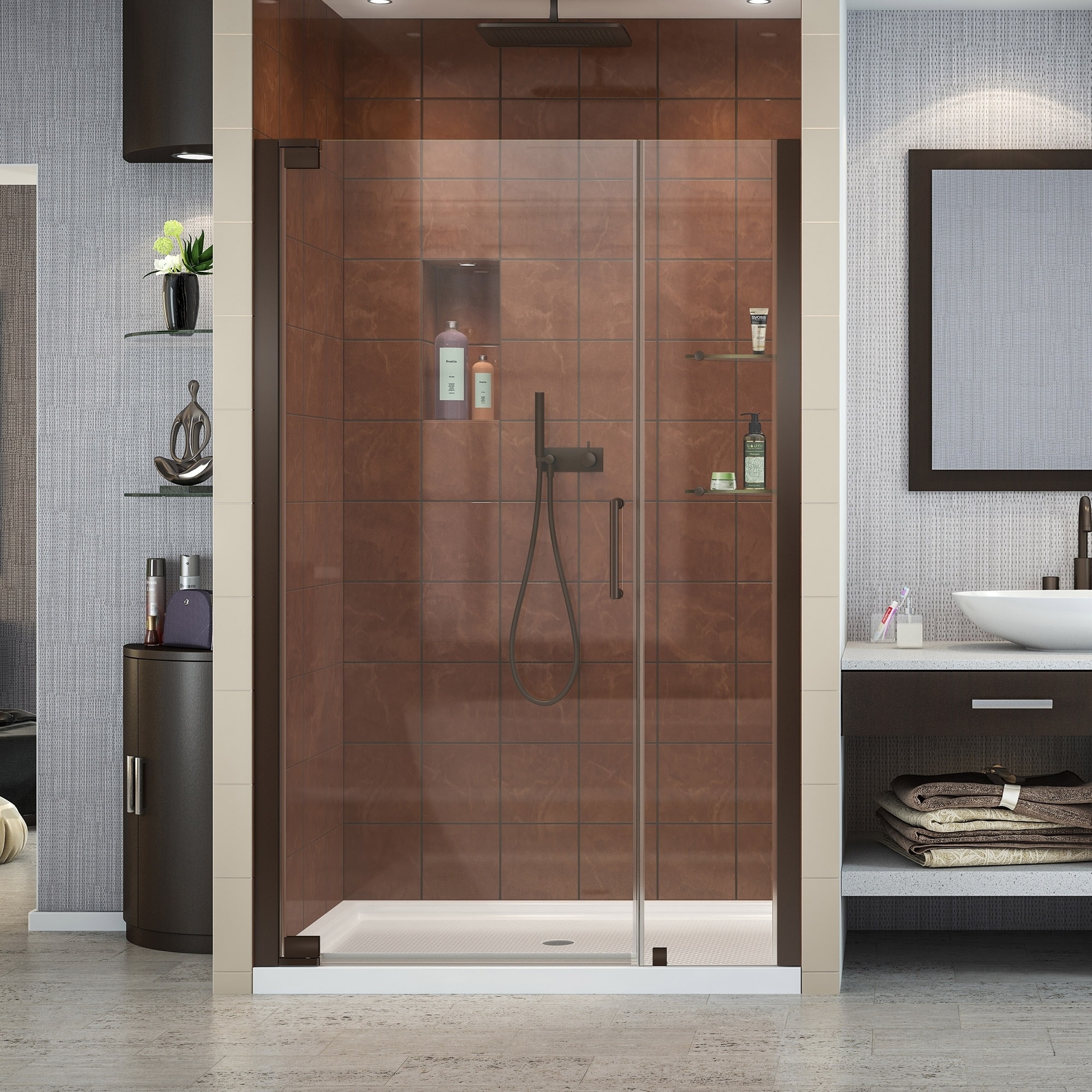 Dreamline Elegance 42 12 44 12 In W X 72 In H Frameless Pivot Shower Door 425 445 W