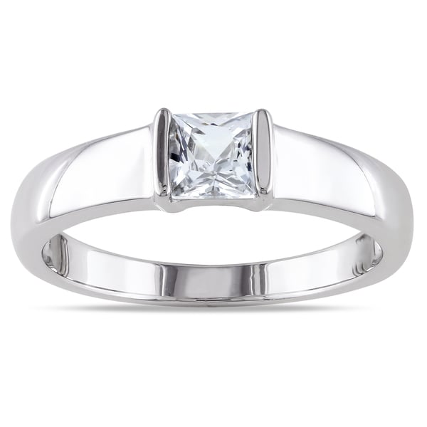 Miadora Men's Sterling Silver White Sapphire Ring