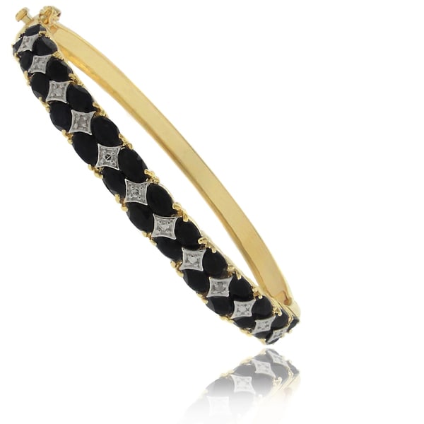 Dolce Giavonna 18k Gold over Silver Sapphire and Diamond Accent 2 row