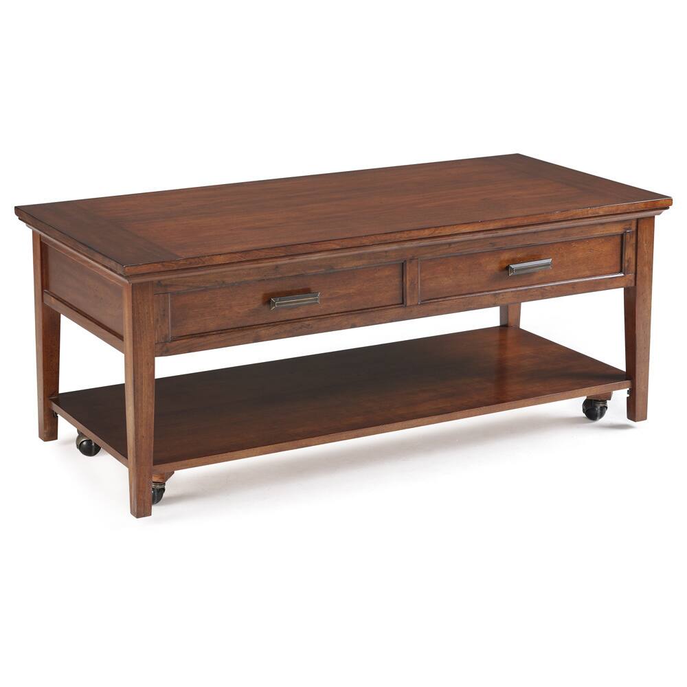 Harbor Bay Traditional Coastal Toffee Lift Top Storage Coffee Table on Casters - 48 x 22 x 19