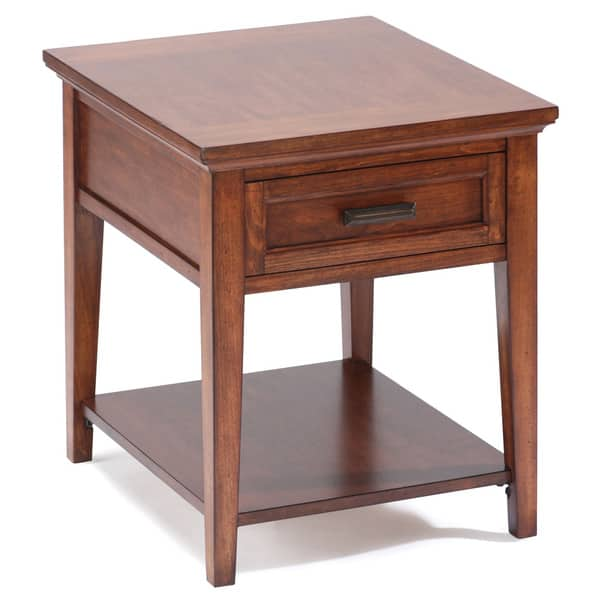 Harbor Bay Traditional Coastal Toffee Rectangular Storage End Table ...