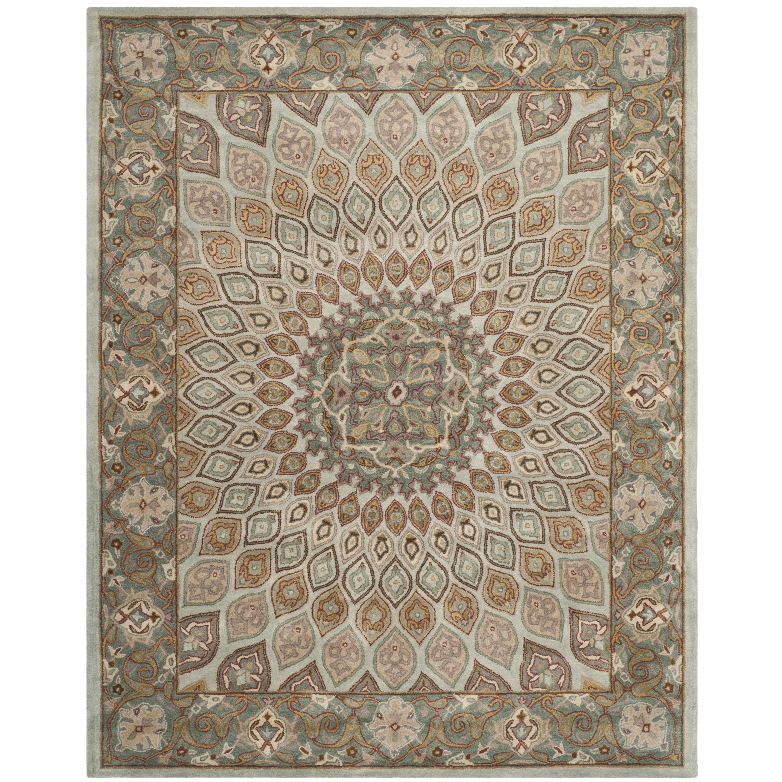 Handmade Heritage Medallion Blue/ Grey Wool Rug (83 X 11)