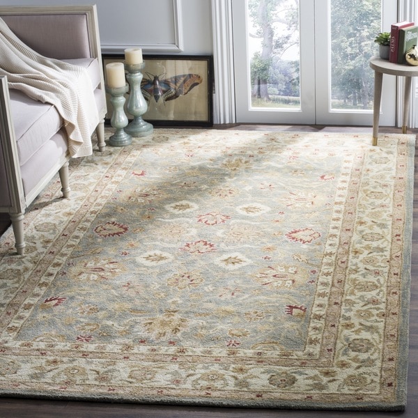 Safavieh Handmade Antiquity Blue-grey/ Beige Wool Rug - 9' x 12'
