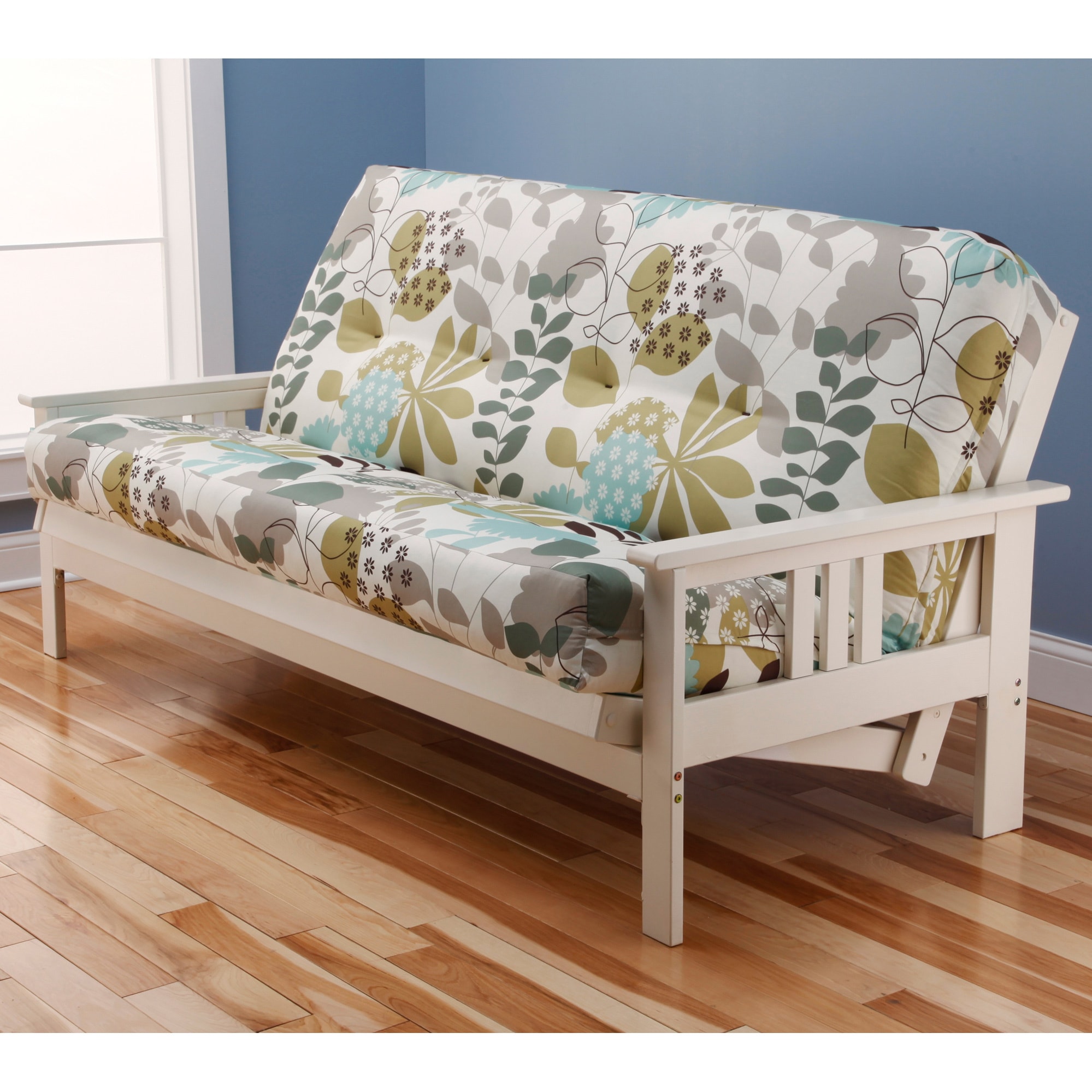 Shop Somette Beli Mont MultiFlex Antique White Wood Futon Frame with Innerspring Mattress