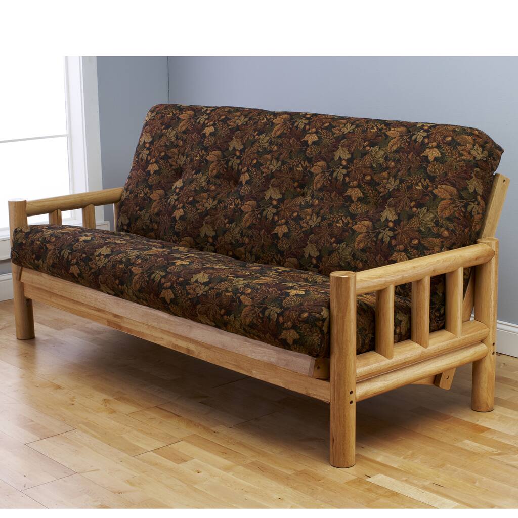 Somette Aspen Lodge Natural Full-size Futon Frame with Autumn Leaf Innerspring Mattress Set