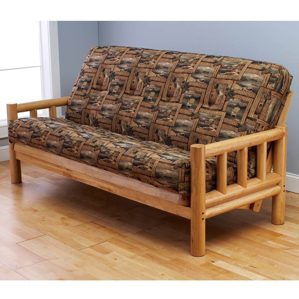 Somette Aspen Lodge Natural Futon Frame and Innerspring Mattress Set