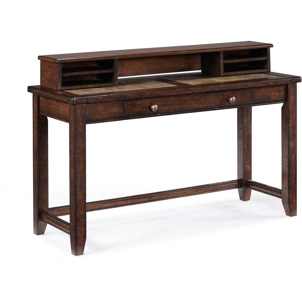 Allister Rustic Cinnamon Wood Console Table Desk and Storage Hutch
