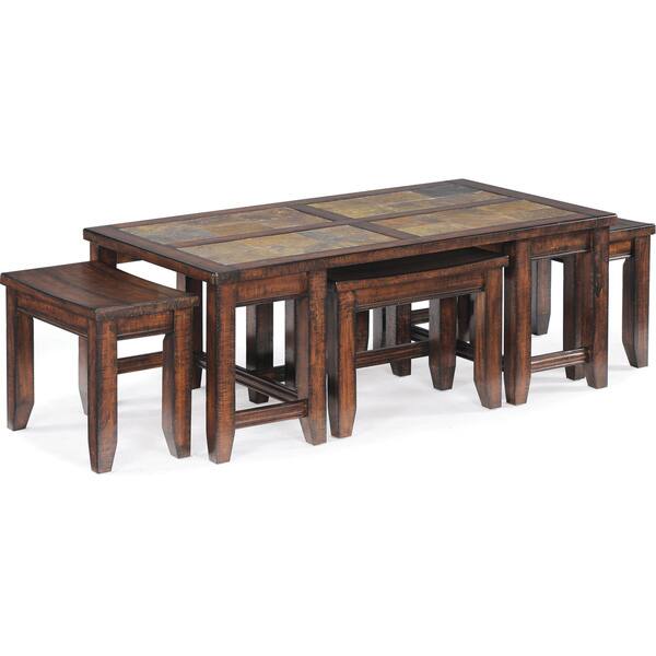 Shop Allister Rustic Cinnamon 5 Piece Coffee Table And Stools Set