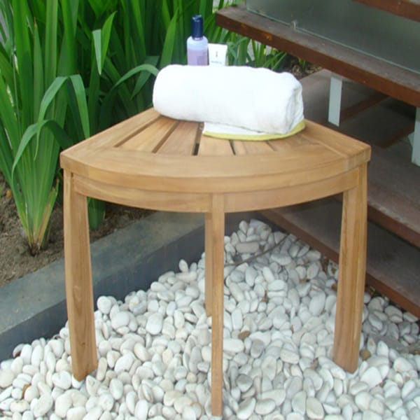 Shop Teak Corner Shower Bench Free Shipping Today