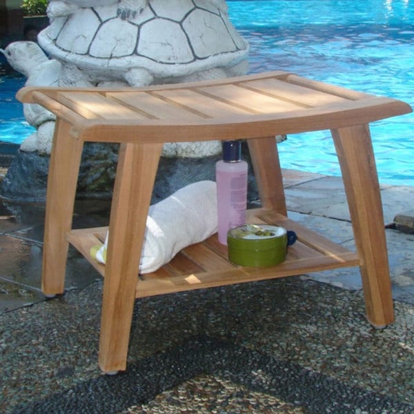 Shop Solid Teak Shower Bench Free Shipping Today