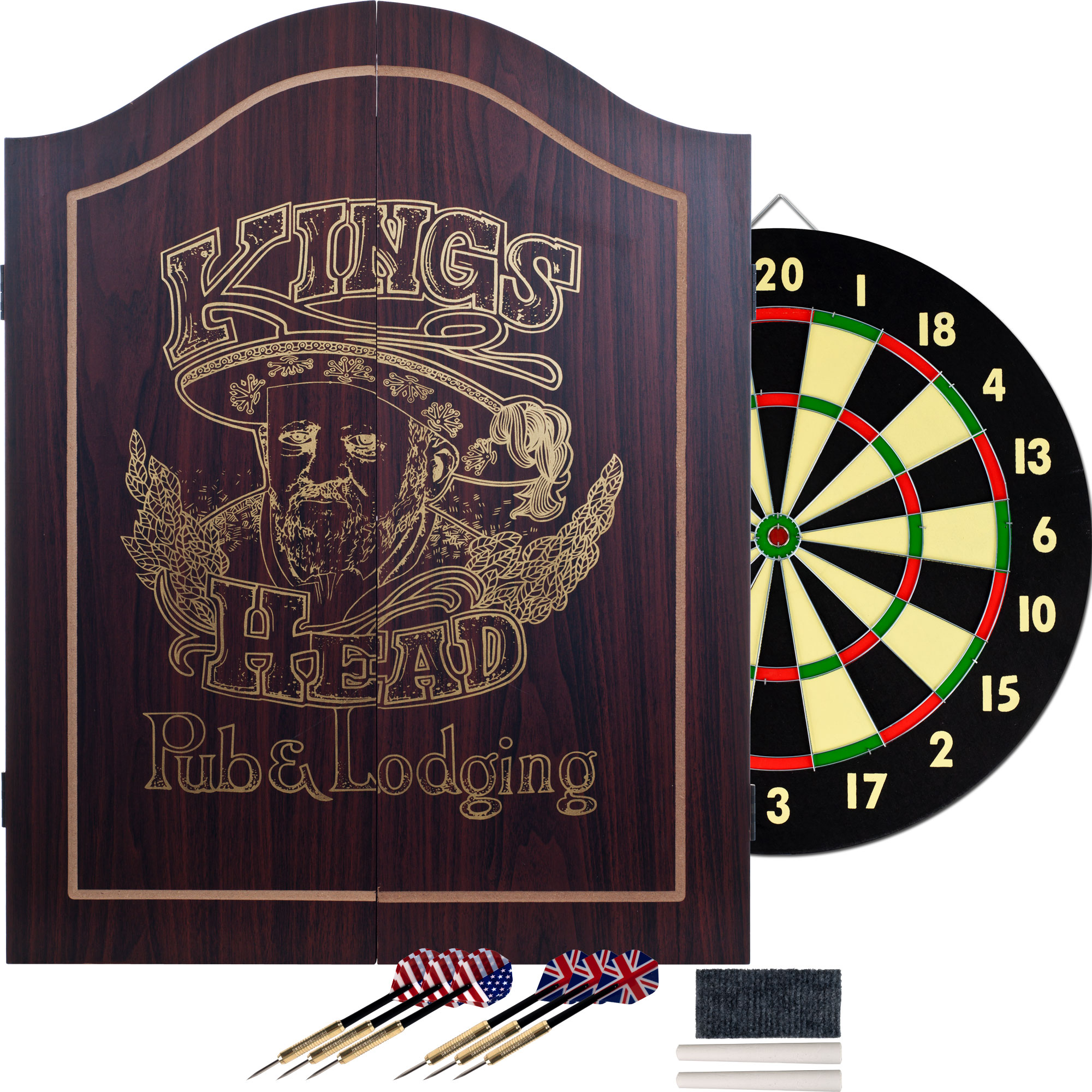 Trademark Games King's Head Value Dartboard Cabinet Set - Bed Bath