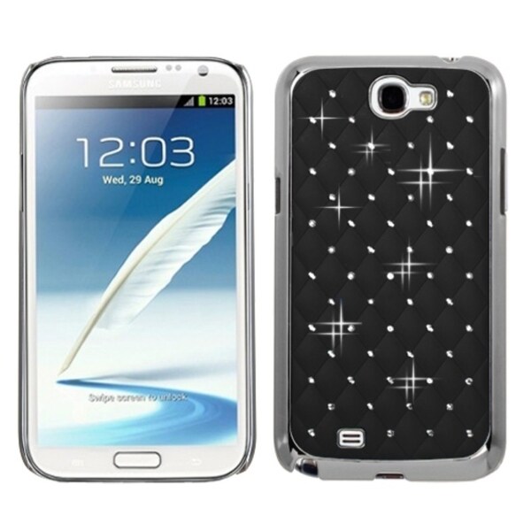 INSTEN Black/ Silver Diamante Phone Case Cover for Samsung Galaxy Note