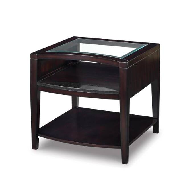 Areva Wood and Glass Rectangular End Table - Red