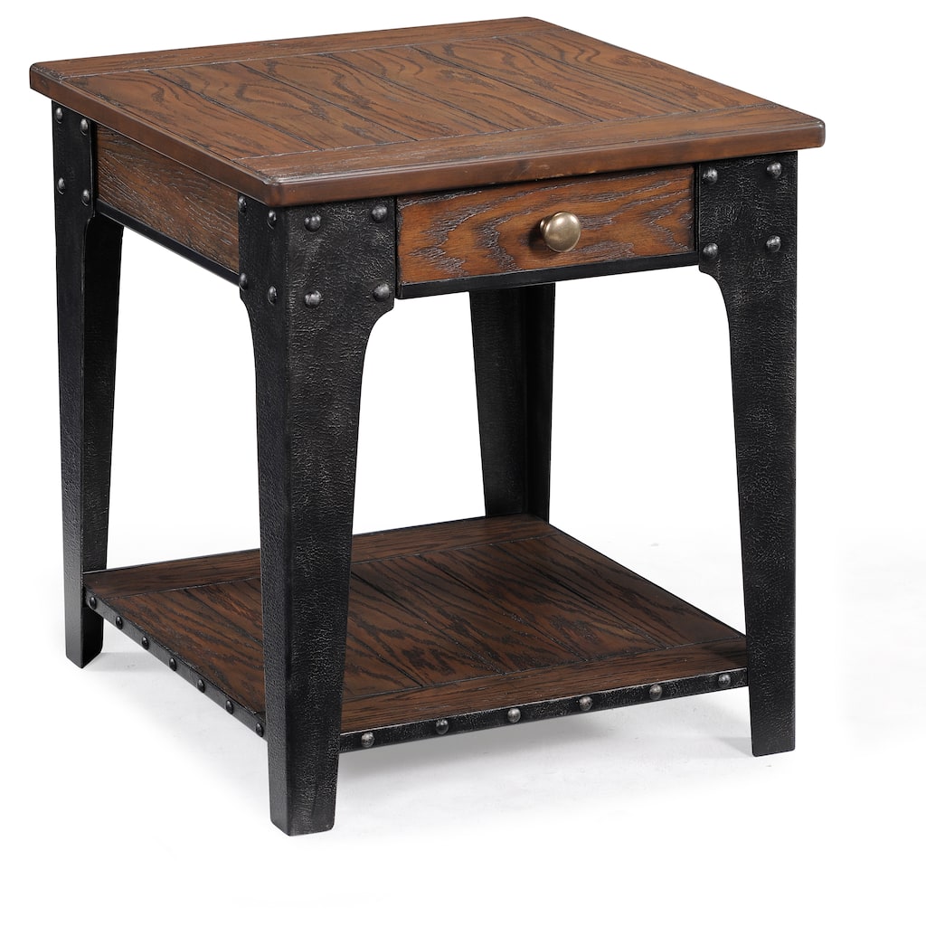Lakehurst Rustic Natural Ash Rectangular End Table with Storage