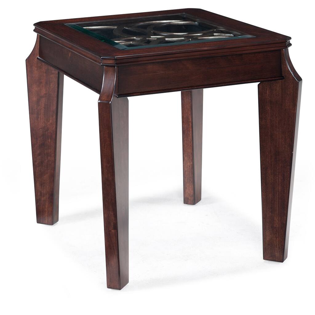 'Ombrio' Wood and Glass Inset Rectangular End Table