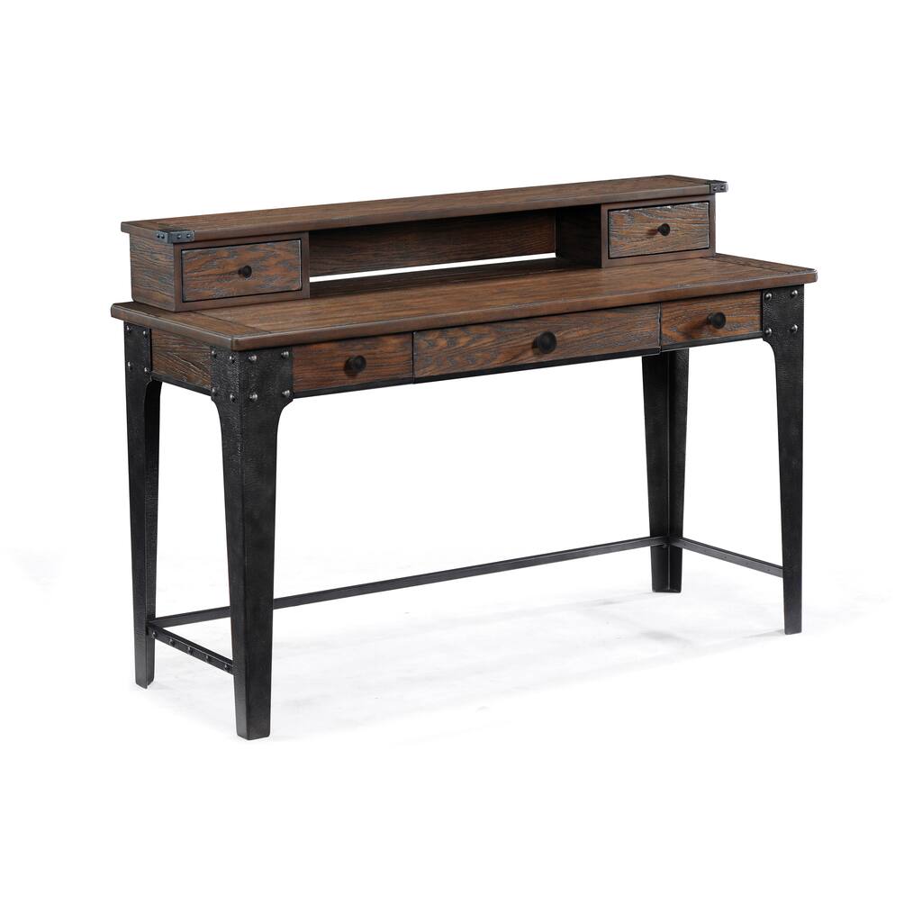 Lakehurst Rustic Natural Ash Console Table Desk ith Storage