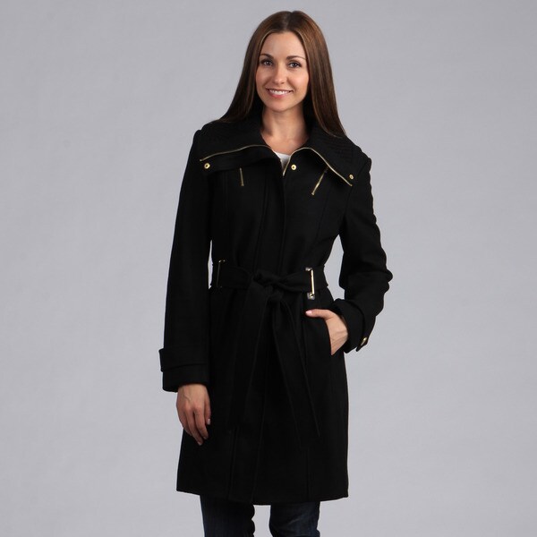 Kenneth Cole Women's Belted Wool Trench Coat - 15382797 - Overstock.com ...
