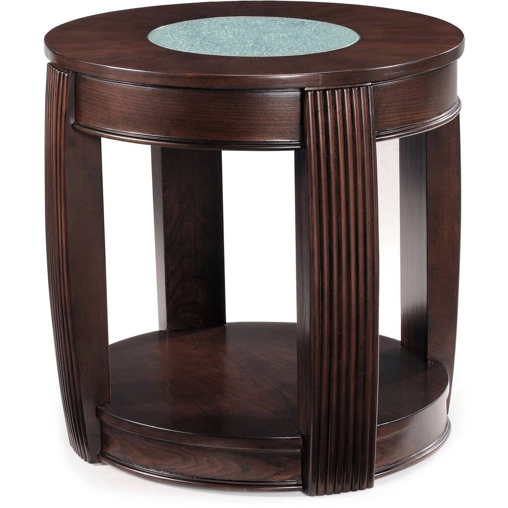 Ino Wood and Glass Oval End Table