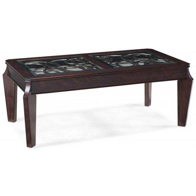 Harper Transitional Ebony Oval Coffee Table with Glass Top