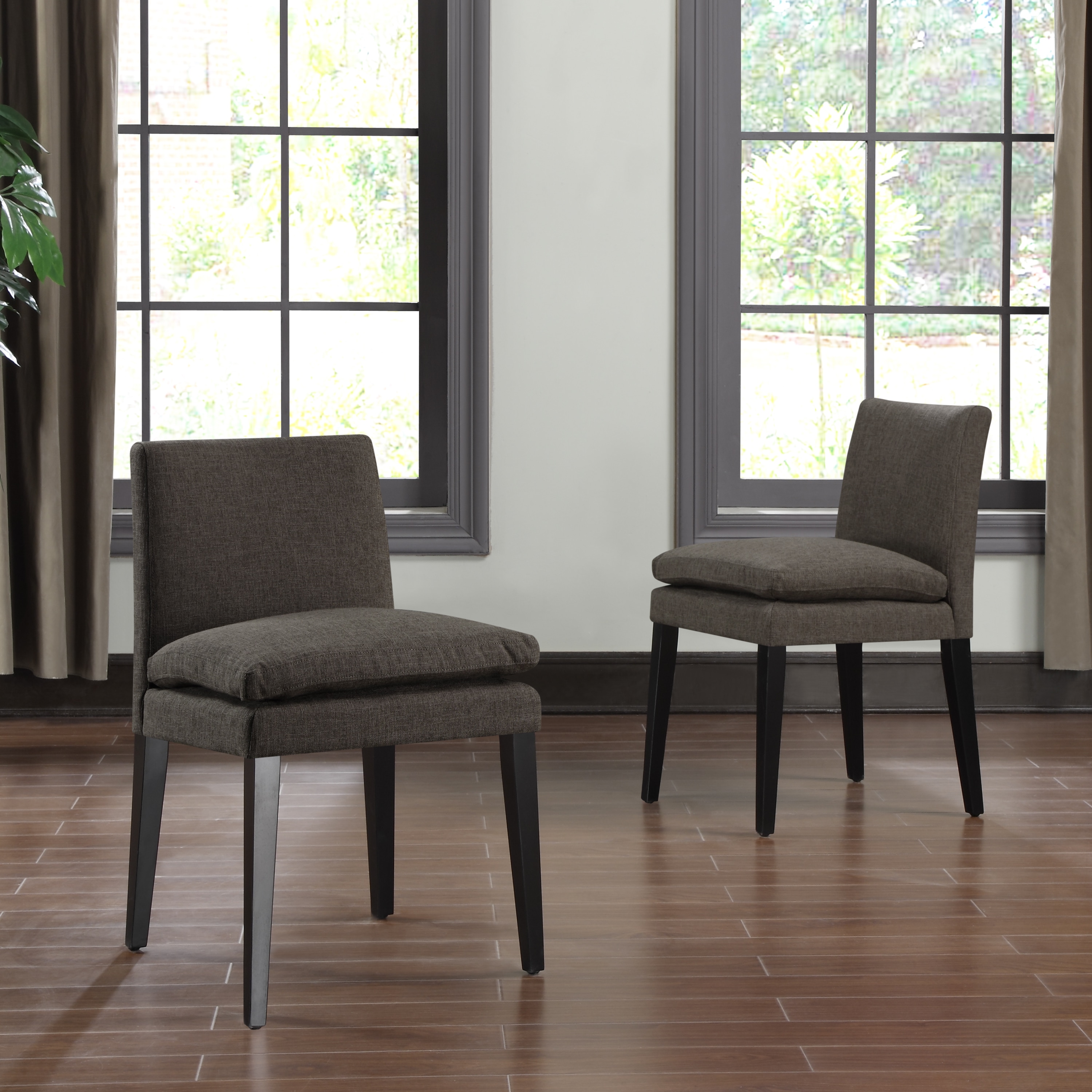 Portfolio Orion Chocolate Brown Linen Upholstered Dining Chairs (set Of 2)