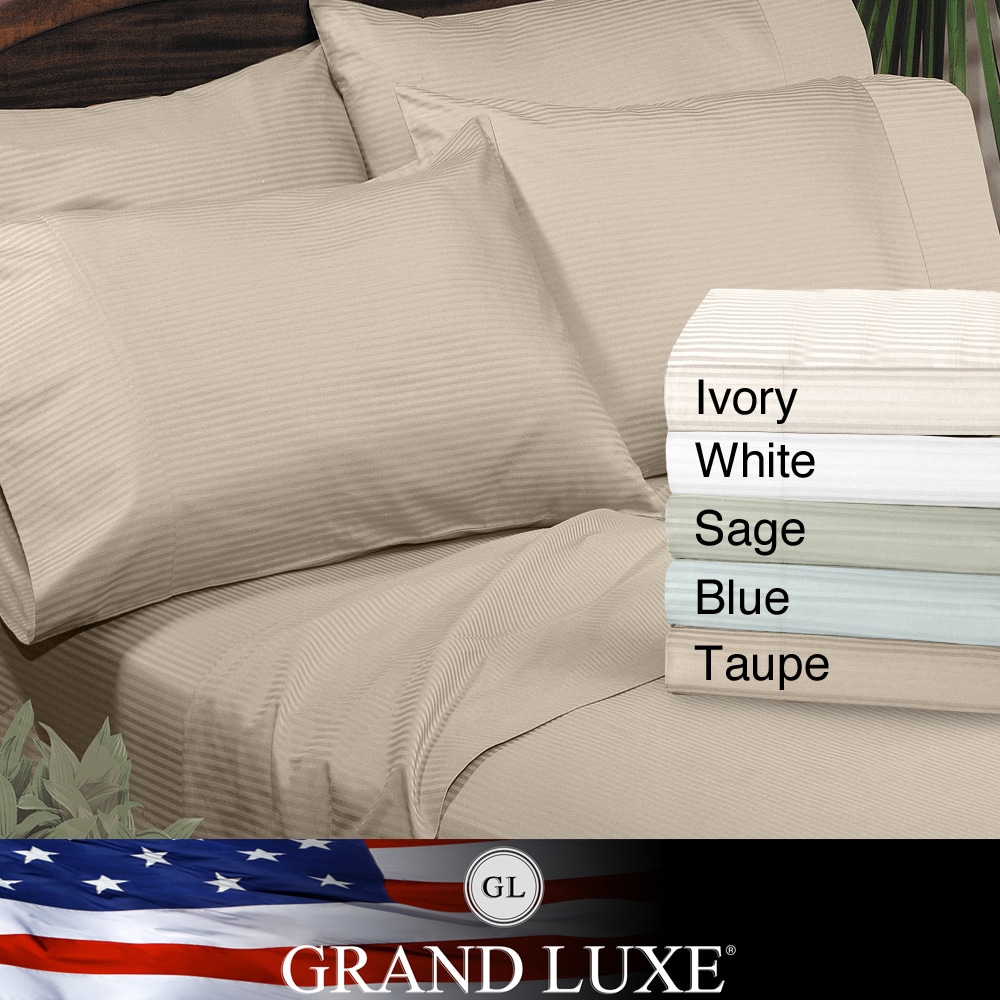 Veratex Grand Luxe Amalfi Dobby Stripe Egyptian Cotton 310 Thread Count Sateen Deep Pocket Sheet Set Or Pillowcase Separates Green Size Twin