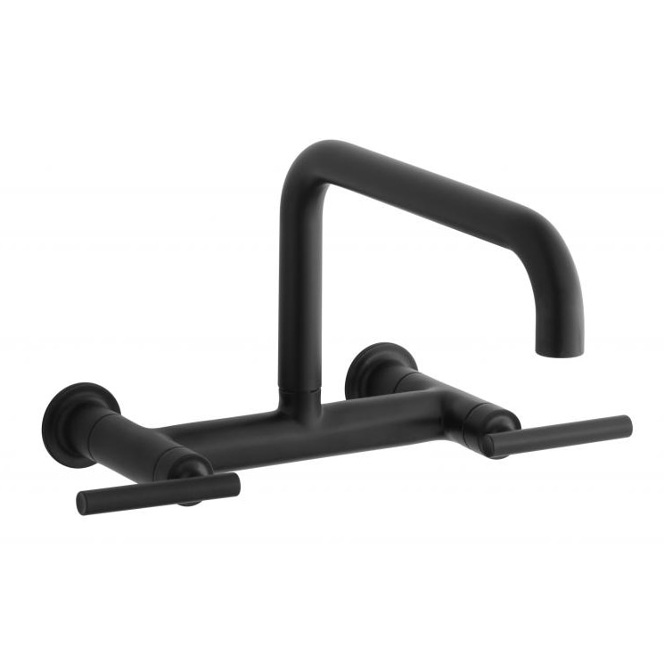 Kohler Purist Matte Black Wall mount Bridge Faucet