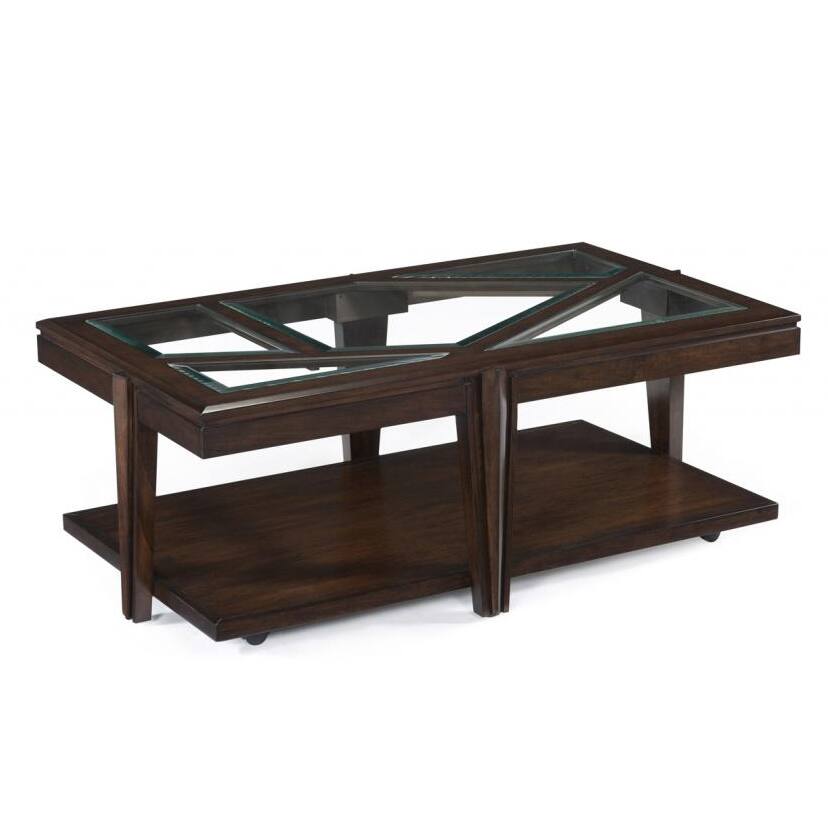 Demetri Cherry Veneer Glass-top Cocktail Table