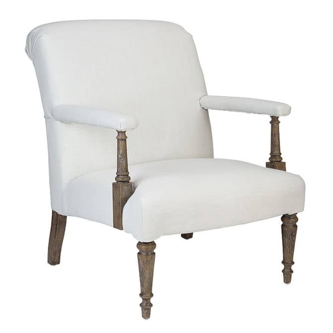 Exclusive Fabrics 'Sutter' White Linen Upholstered Leisure Arm Chairs (Set of 2)