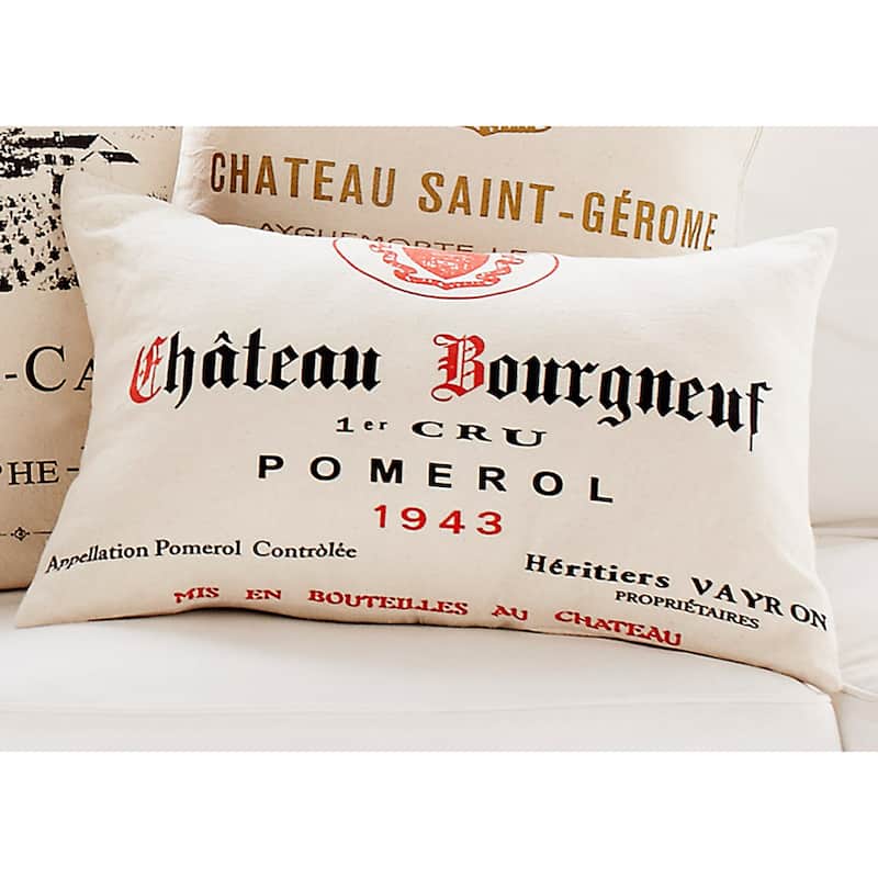 'Chateau Bourgneuf' Wine Print Decorative Pillow