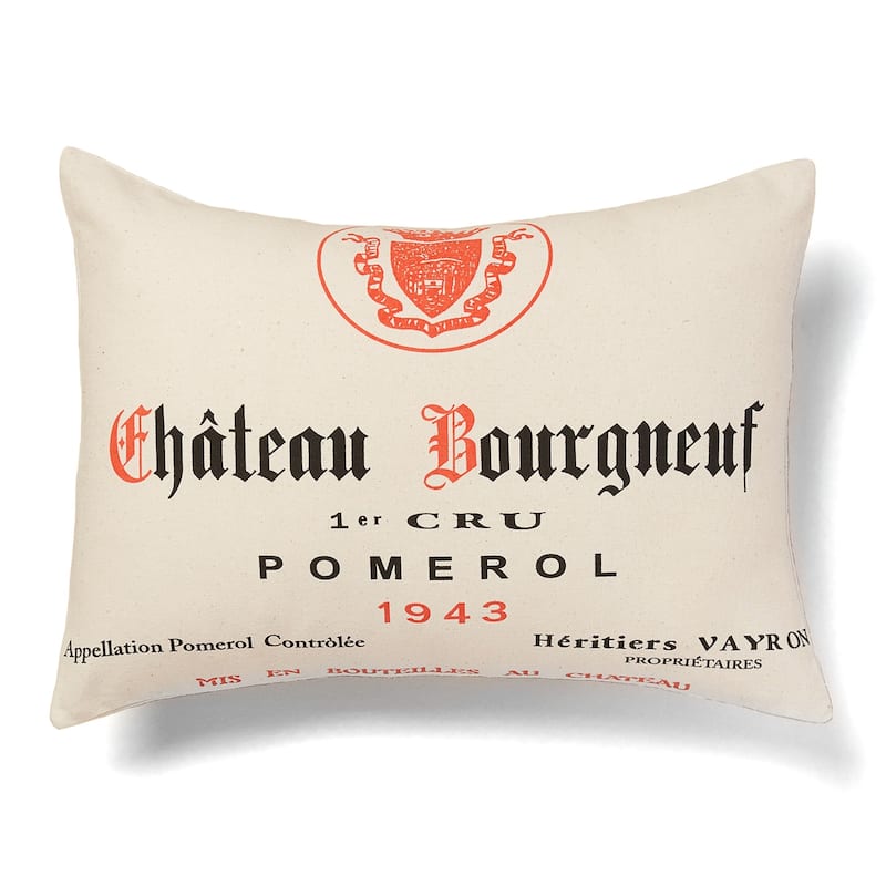 'Chateau Bourgneuf' Wine Print Decorative Pillow