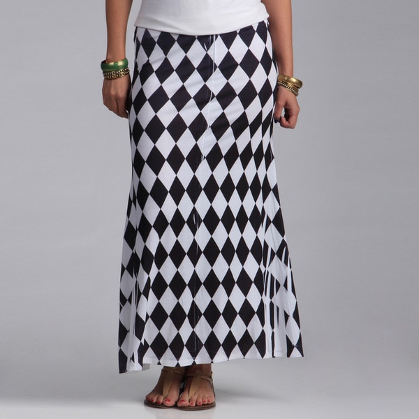 diamond tile maxi skirt