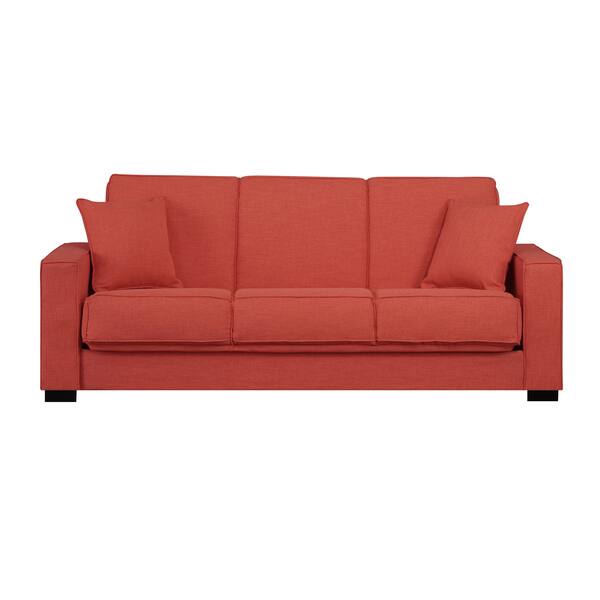 Portfolio Mali Convert-a-Couch Sunset Red Linen Futon Sofa Sleeper ...