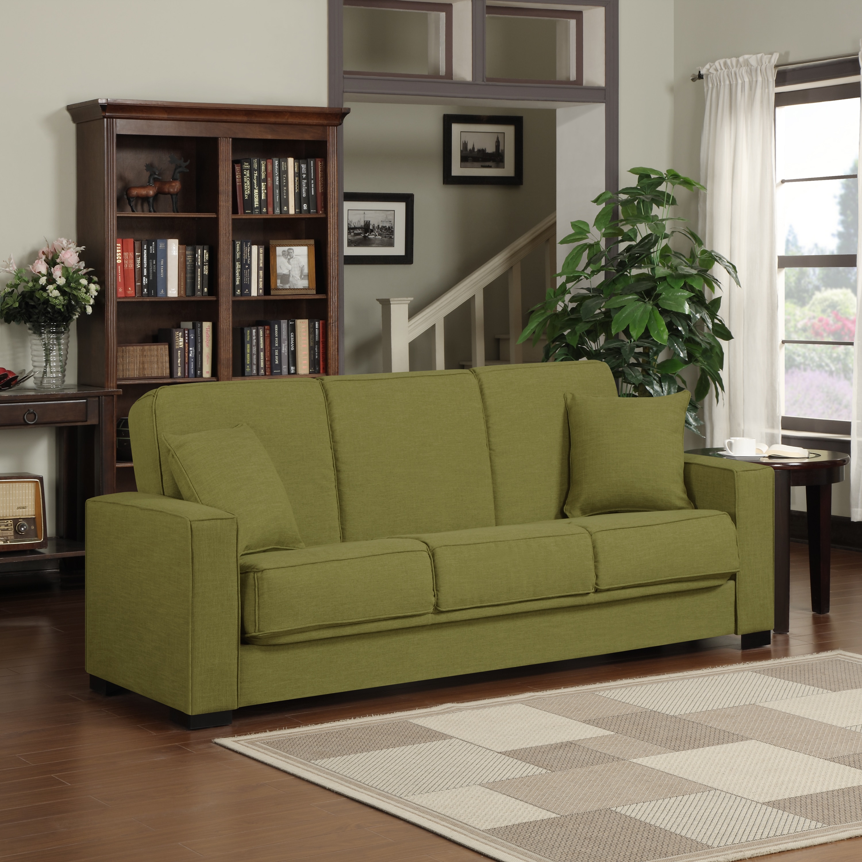 Portfolio Mali Convert A Couch Apple Green Linen Futon Sofa Sleeper