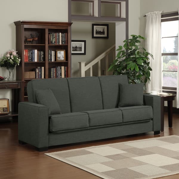 Shop Handy Living Mali Convert A Couch Basil Green Linen Futon