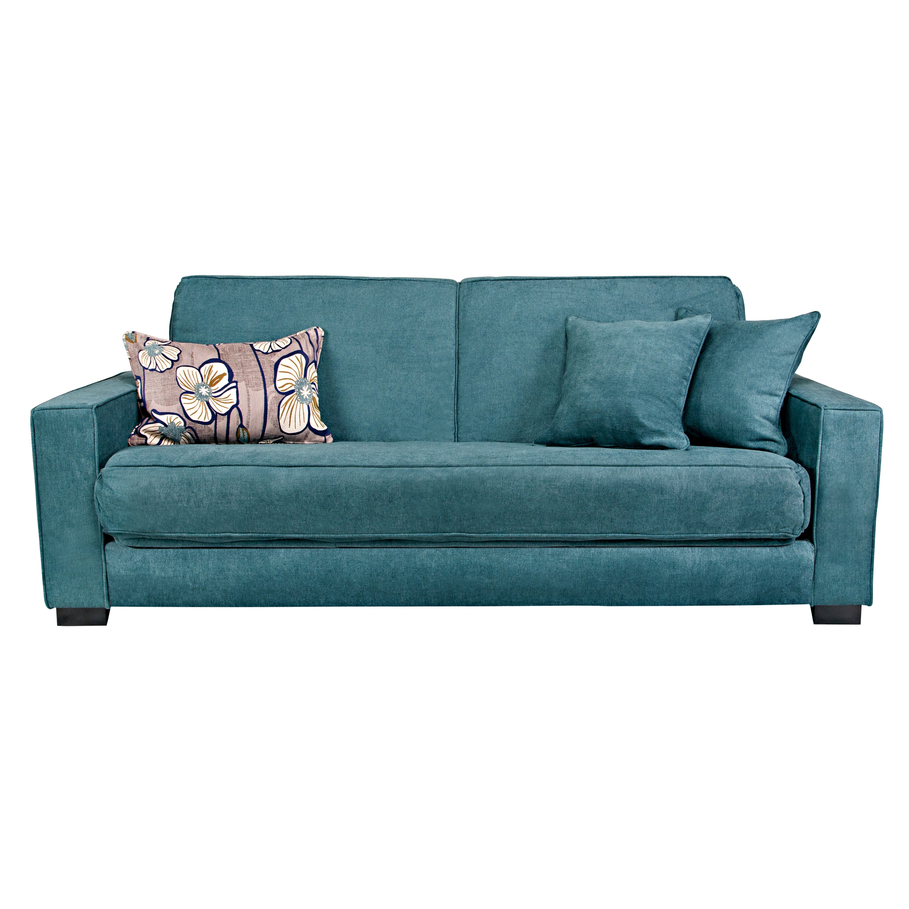 Angelohome Angelohome Grayson Parisian Teal Blue Convert a couch Futon Sofa Sleeper Blue Size Full