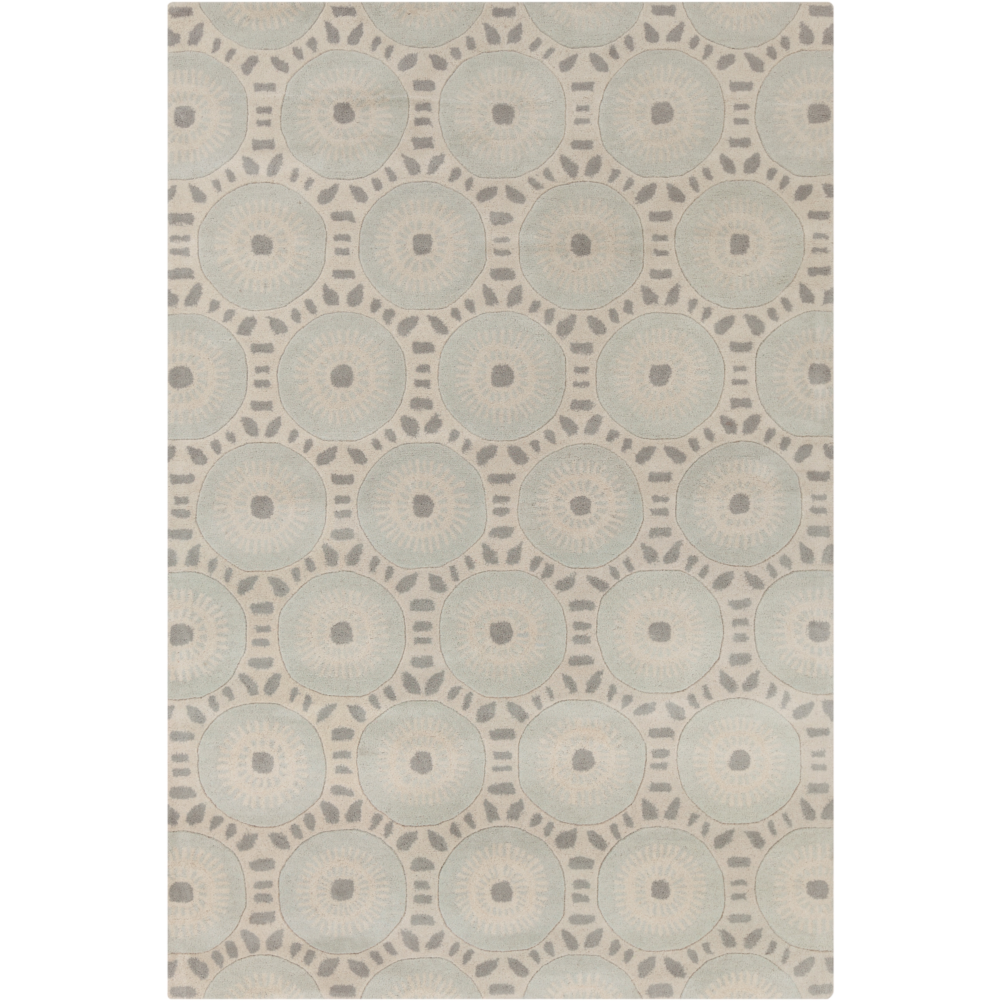 Hand tufted Allie Geometric Cream/ Grey Wool Rug (5 X 76)