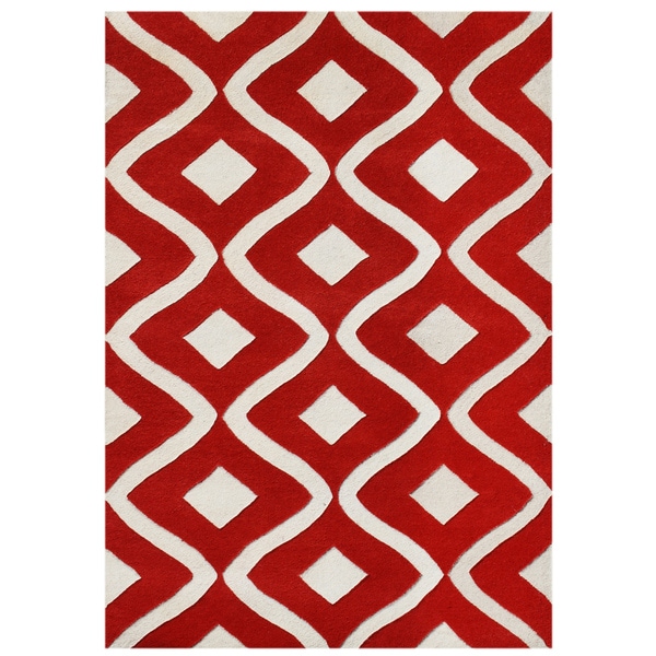 Alliyah Handmade Sabrina Red Blend Wool Rug